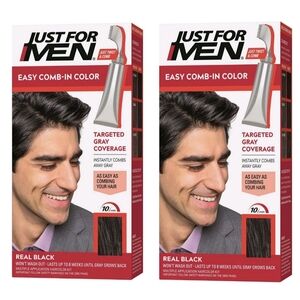 Just For Men Easy Comb-in Color Permanent Hair Dye Gray Coverage Real Black A-55
